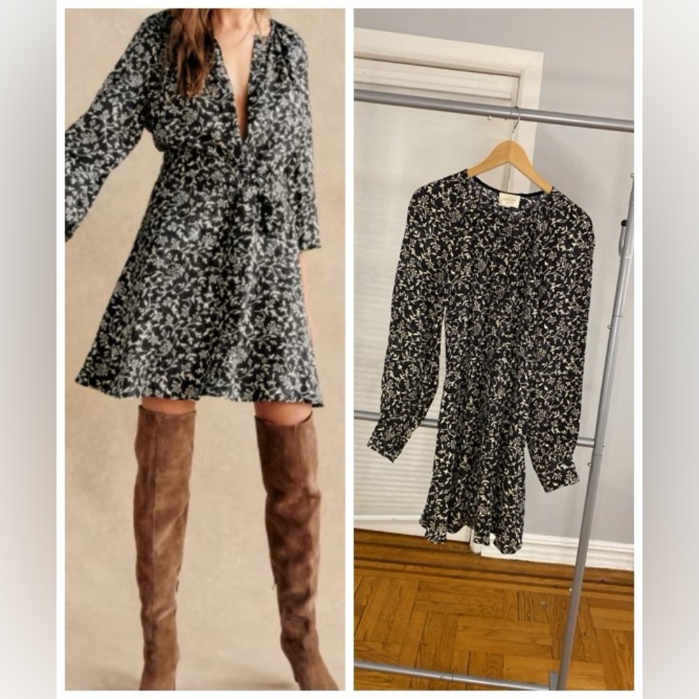 SÉZANE MERRY DRESS black and gold floral. XS